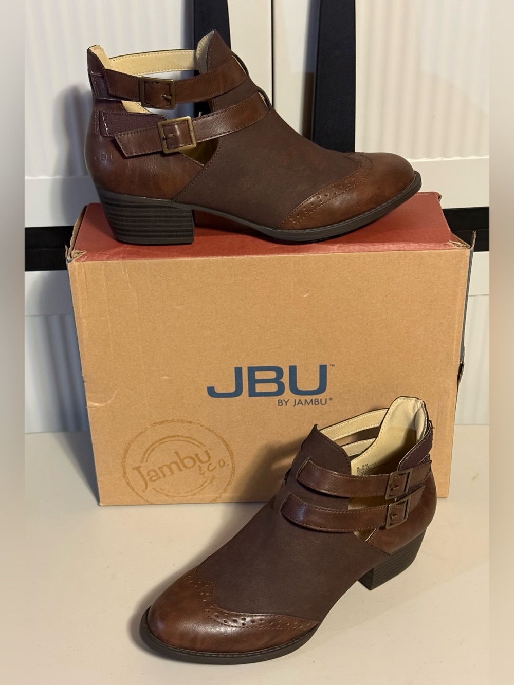 JBU Brava Encore Brown Dual-Buckle Ankle Boot Great for Winter!